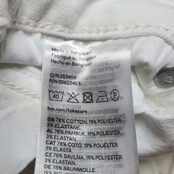 H&M Skinny Jeans Womens Size 4 Straight Leg Mid Rise Stretch Casual Pants White - Picture 11 of 13